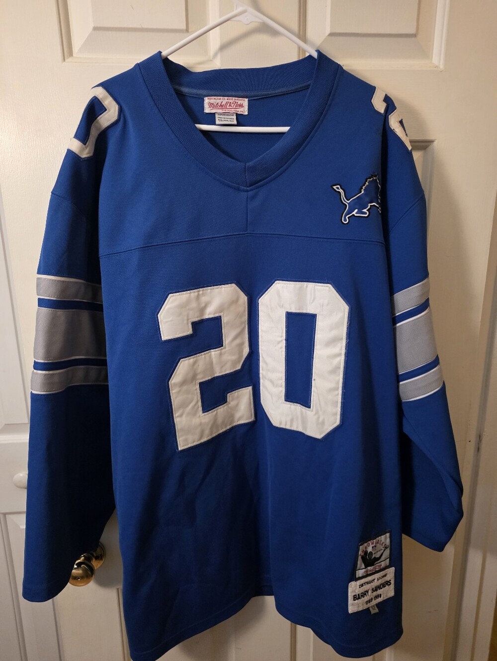 Mitchell & Ness Royal Blue Detroit Lions #20 V-Neck Sweater